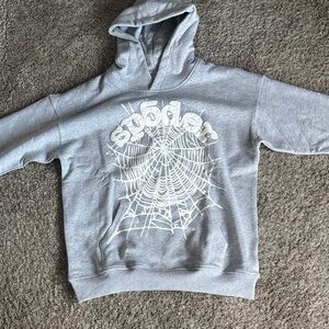 Gray Spider Web Graphic Hoodie